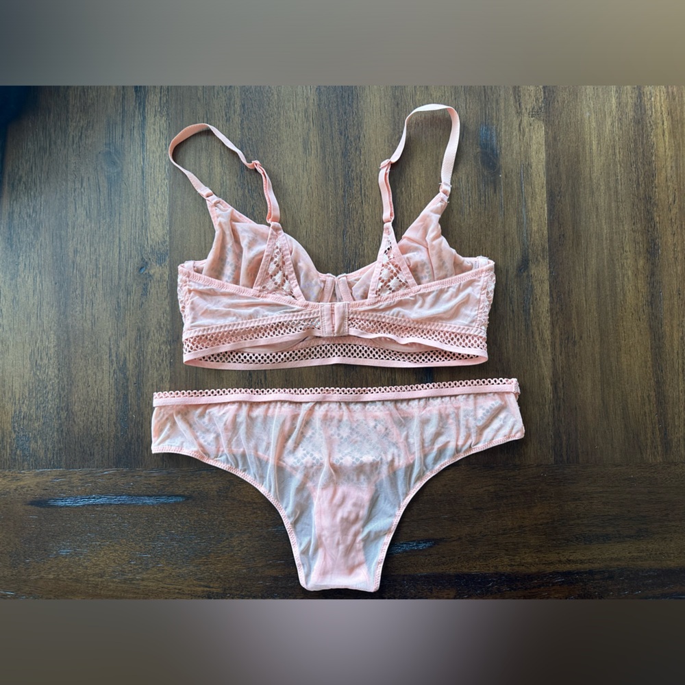 Adore Me Peach Lace Bralette and Panty Set in Peach-size Large - Picture 2 of 5